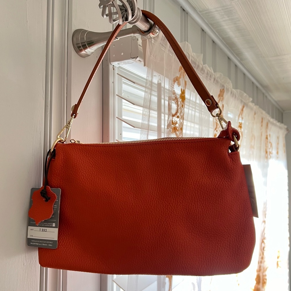 Valentina 1993 Orange Leather Shoulder Bag - Picture 4 of 11